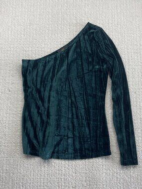 Y2K AKA Velvet One Shoulder Asymmetrical Emerald Green Clubwear 2000's Wom Sz S